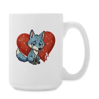 Fox animal sad symbol heart broken - Large Mug 440 ml - white - Right