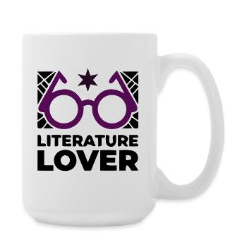 Literature Lover Brille Text - Große Tasse 440 ml - Weiß - Rechts