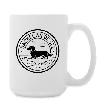 Dackel an de See Moin Platt - Große Tasse 440 ml - Weiß - Rechts