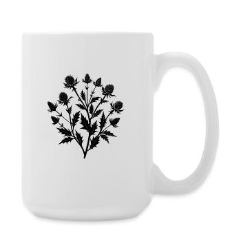 Schottischer Distelpflanzen-Zweigstrauß - Große Tasse 440 ml - Weiß - Rechts