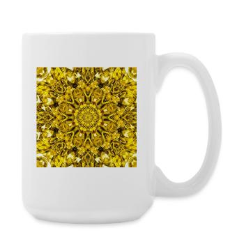 Yellow mandala radial pattern - Large Mug 440 ml - white - Right