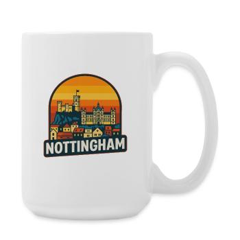 Nottingham Skyline Retro Sunset Vintage Design - Large Mug 440 ml - white - Right