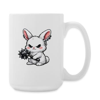 Kuschelhase mit Stachelhammer - Große Tasse 440 ml - Weiß - Rechts