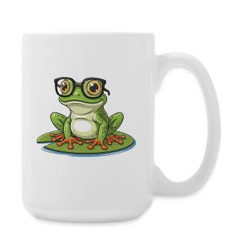 Smart Frog – lustiges Design mit Lunett - Große Tasse 440 ml - Weiß - Rechts