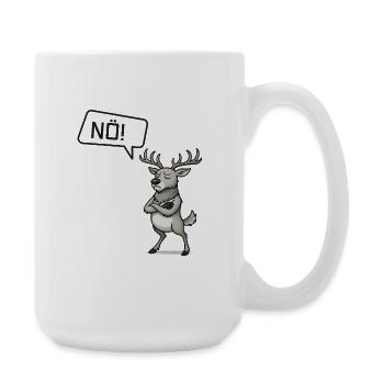 Nö! Hirsch – Sturkopf & stolzer Nein-Sager - Große Tasse 440 ml - Weiß - Rechts