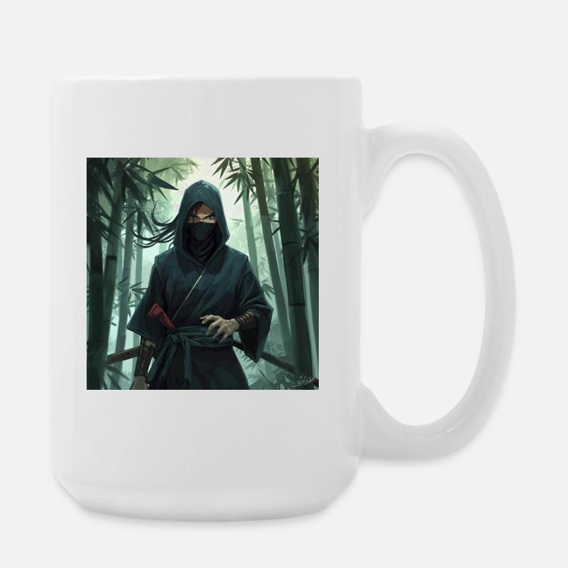 Ninja in the bamboo forest - Large Mug 440 ml - white