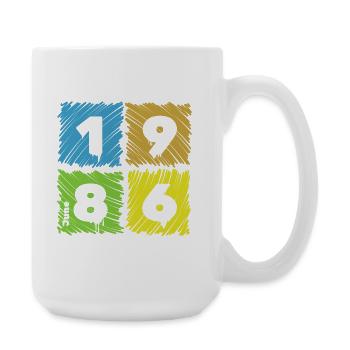 Écussons colorés pour le 40e anniversaire depuis 06/1986 - Grande tasse 440 ml - blanc - Droite