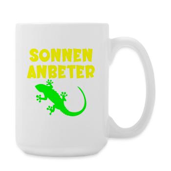 Sonnenanbeter Eidechse - Sommer Sonne - Große Tasse 440 ml - Weiß - Rechts