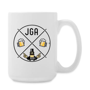 Bachelor Party Groom Hand Signal Beer Circle Symbol POS 3C - Large Mug 440 ml - white - Right