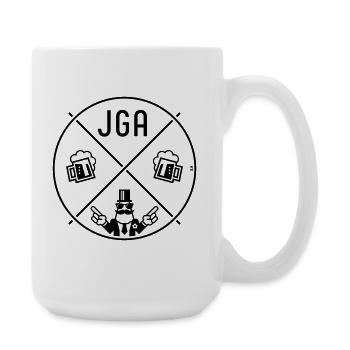 JGA Bräutigam Handzeichen Bier Kreis Symbol POS 1C - Große Tasse 440 ml - Weiß - Rechts