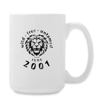 25e anniversaire Sauvage, libre et indompté depuis 06/2001 - Grande tasse 440 ml - blanc - Droite