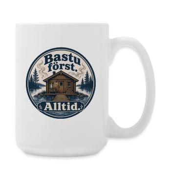 Sauna zuerst, immer schwedischer Humor - Große Tasse 440 ml - Weiß - Rechts