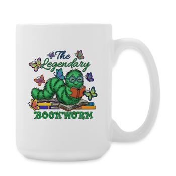 Der legendäre Bücherwurm - Große Tasse 440 ml - Weiß - Rechts