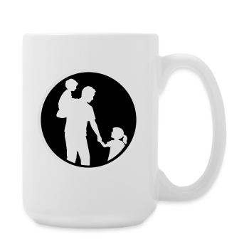 Father Child Silhouette Walking Family Dad Love - Large Mug 440 ml - white - Right