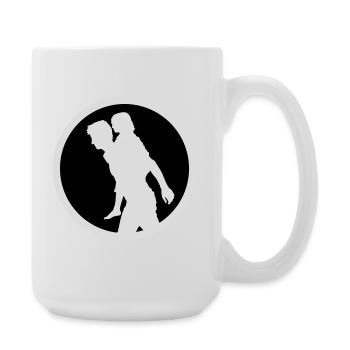 Father Child Silhouette Walking Family Dad Love - Large Mug 440 ml - white - Right
