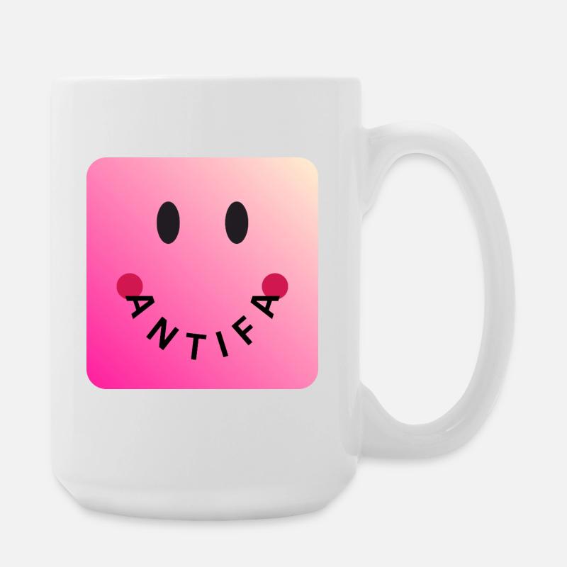 Friendly Antifa Pink | Gradient Smile Typo - Große Tasse 440 ml - Weiß