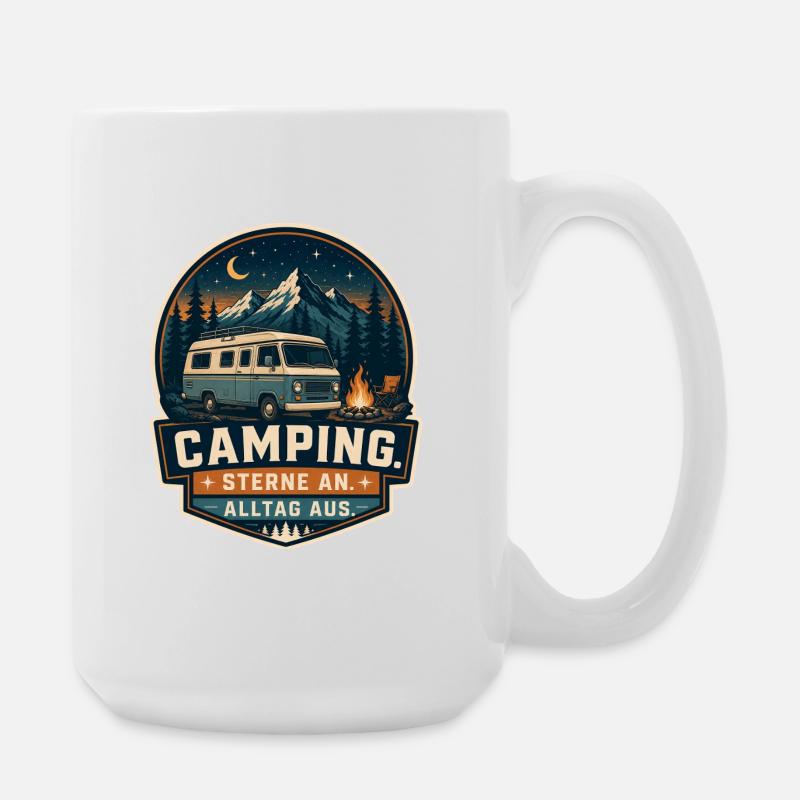 Sterne an - Alltag aus - Große Tasse 440 ml - Weiß