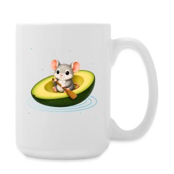 Cute Mouse in Avocado Kawaii Animal Motif - Large Mug 440 ml - white - Right