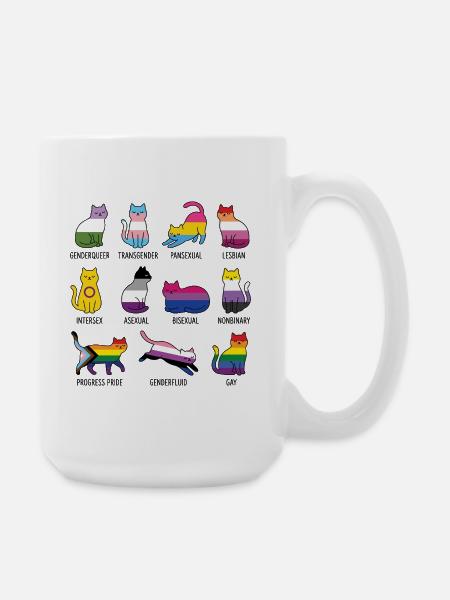 LGBTQ-Pride-Monat – Rainbow Cats - Große Tasse 440 ml - Weiß
