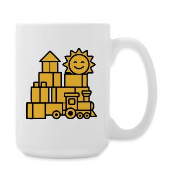 Bauklötze Eisenbahn Spielzeug - Große Tasse 440 ml - Weiß - Rechts