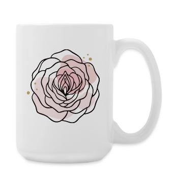 Pink Feminine Feminist Rose - Large Mug 440 ml - white - Right