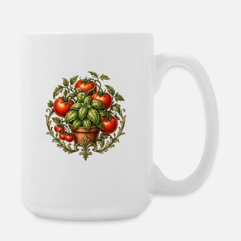 Tomatoes & Basil - Large Mug 440 ml - white