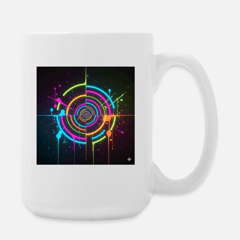Neon Kreis Splatter - Große Tasse 440 ml - Weiß