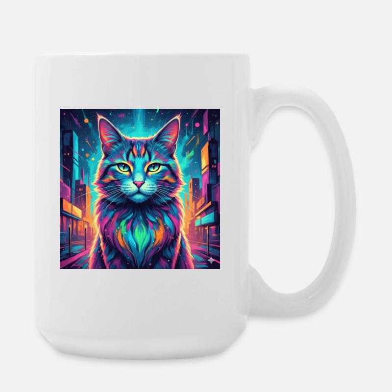 Neonkatze - Große Tasse 440 ml - Weiß