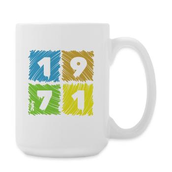 55th Birthday Colored Patches since 07/1971 - Large Mug 440 ml - white - Right