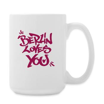 Berlin loves you graffiti style - Large Mug 440 ml - white - Right