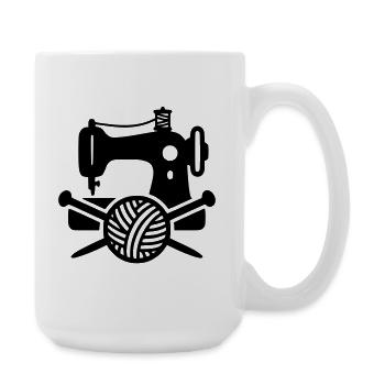 Sewing Machine Wool Knitting Sewing Handmade - Large Mug 440 ml - white - Right