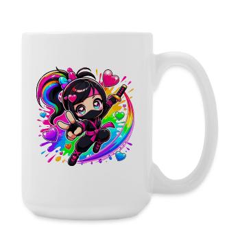 Rainbow Ninja with Hearts - Large Mug 440 ml - white - Right