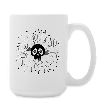 Mikroprozessor-Schädel (Schwarz) - Große Tasse 440 ml - Weiß - Rechts