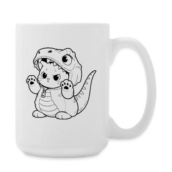 Cuddly dino kitten design - Large Mug 440 ml - white - Right