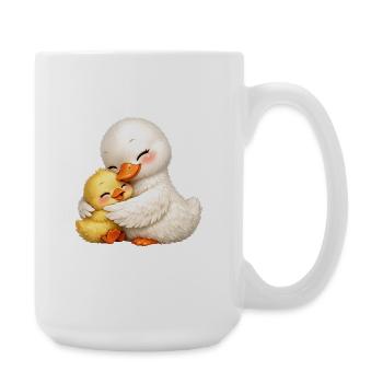Mutter-Ente kuschelt mit ihrem Baby - Große Tasse 440 ml - Weiß - Rechts