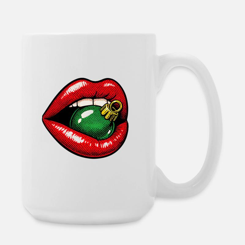 roter Weihnachtskußmund . KI generiert - Große Tasse 440 ml - Weiß