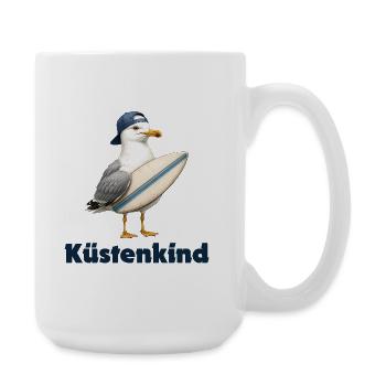 Küstenkind Surfvogel-Design - Große Tasse 440 ml - Weiß - Rechts