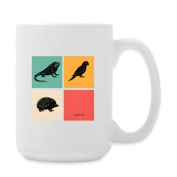 Lustiges exotische Haustier-Retro-Tiergitter-Design - Große Tasse 440 ml - Weiß - Rechts