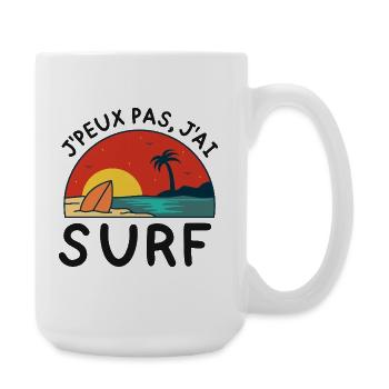 Surf au coucher de soleil palmier - Grande tasse 440 ml - blanc - Droite