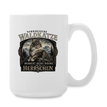 Norwegische Waldkatze: Herrschaft - Große Tasse 440 ml - Weiß - Rechts