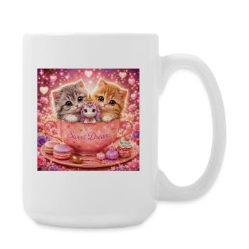 Cats in Tea Mug Sweet Dreams Gift - Large Mug 440 ml - white - Right