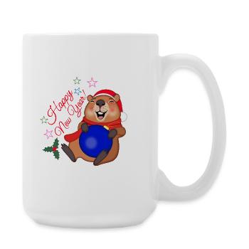 New Year's capybara - Large Mug 440 ml - white - Right