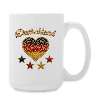 German Stars Heart Design Proud Fan Style - Große Tasse 440 ml - Weiß - Rechts