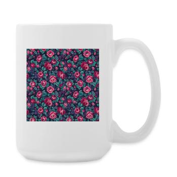 Motif de roses colorées des années 50 - Grande tasse 440 ml - blanc - Droite