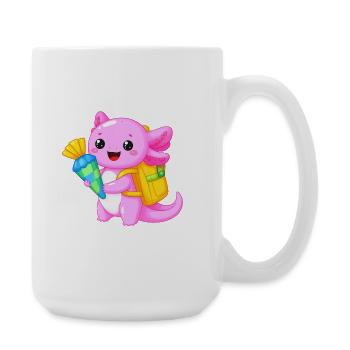 Axolotl avec cône d’école pour l’inscription scolaire – Kawaii - Grande tasse 440 ml - blanc - Droite