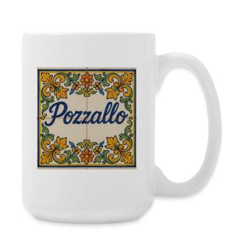 Pozzallo Fliesenmuster mit Blumenranken - Große Tasse 440 ml - Weiß - Rechts