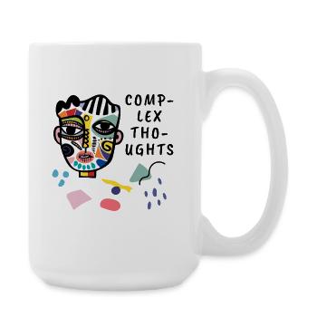 Complex Thoughts Abstract Face Illustration - Large Mug 440 ml - white - Right