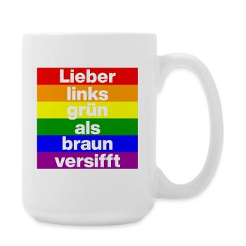ICH BIN GERNE LINKS GRÜN VERSIFFT, NO NZS, FRIEDEN - Große Tasse 440 ml - Weiß - Rechts
