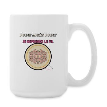 Point Après Point: Je Reprends le Fil - Grande tasse 440 ml - blanc - Droite