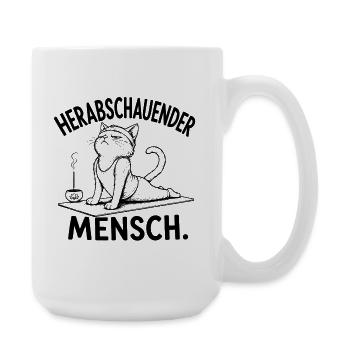 Herabschauender Mensch – Yoga Katze - Große Tasse 440 ml - Weiß - Rechts
